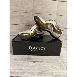 FootJoy LoPro Golf Shoes Cleats Women Gold/White  Leather size 7 M FAST SHIPPING